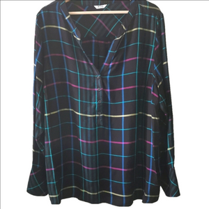Pennigtons black colored check blouse. Size 1X. EUC